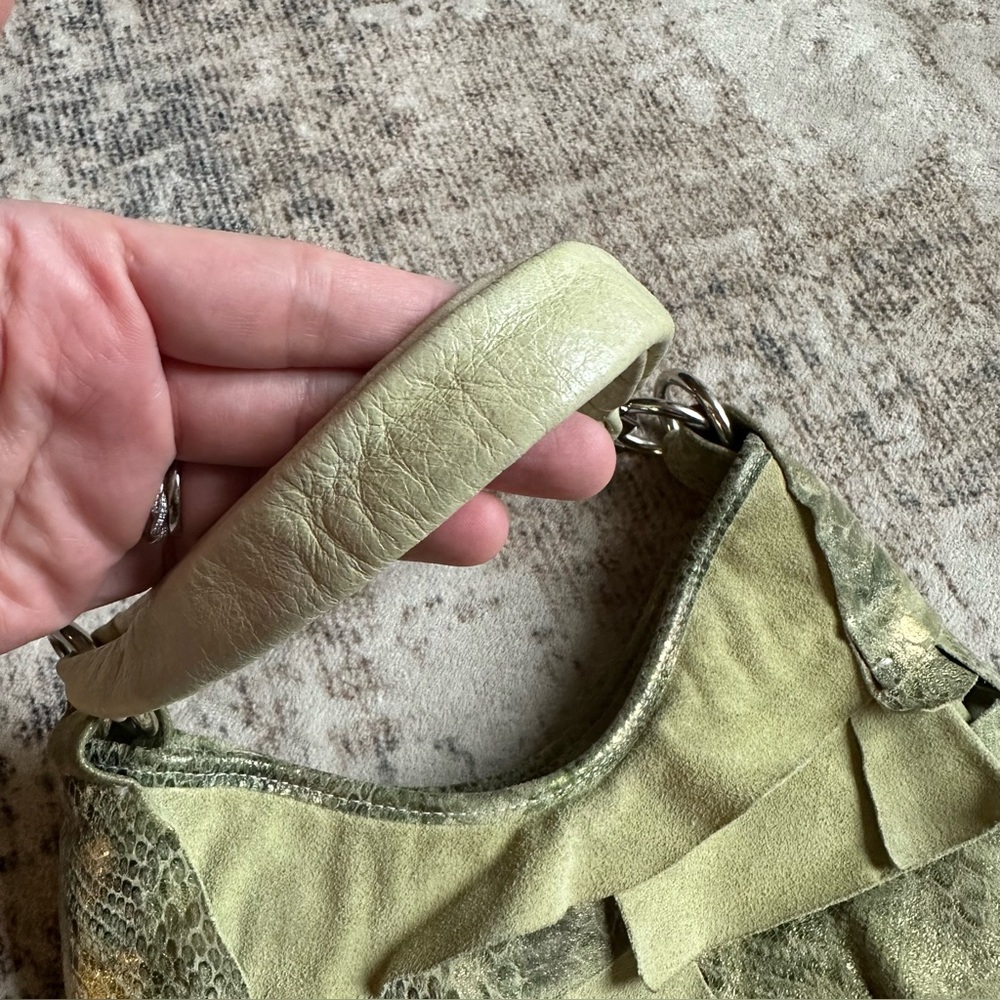 Pietro Alessandro Leather Suede
Tiered Shoulder‎ Bag Purse
Lime Green Snake Skin - Picture 3 of 11